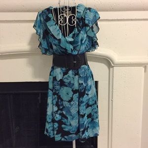 Roulette, flower pattern, chunky belt, dress S